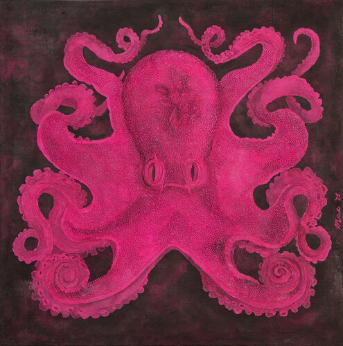 Magenta octopus par Gian Luigi Delpin, Peinture en vente sur Singulart