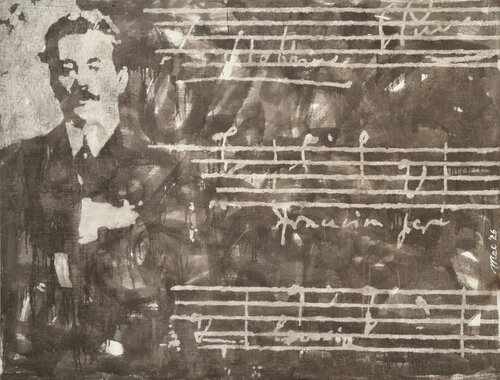 Portrait of Giacomo Puccini de Gian Luigi Delpin, Pintura a la venta en Singulart
