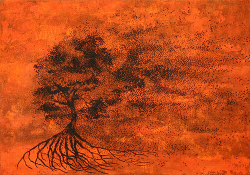 flying tree in the fire by Gian Luigi Delpin, 회화 for Sale on Singulart