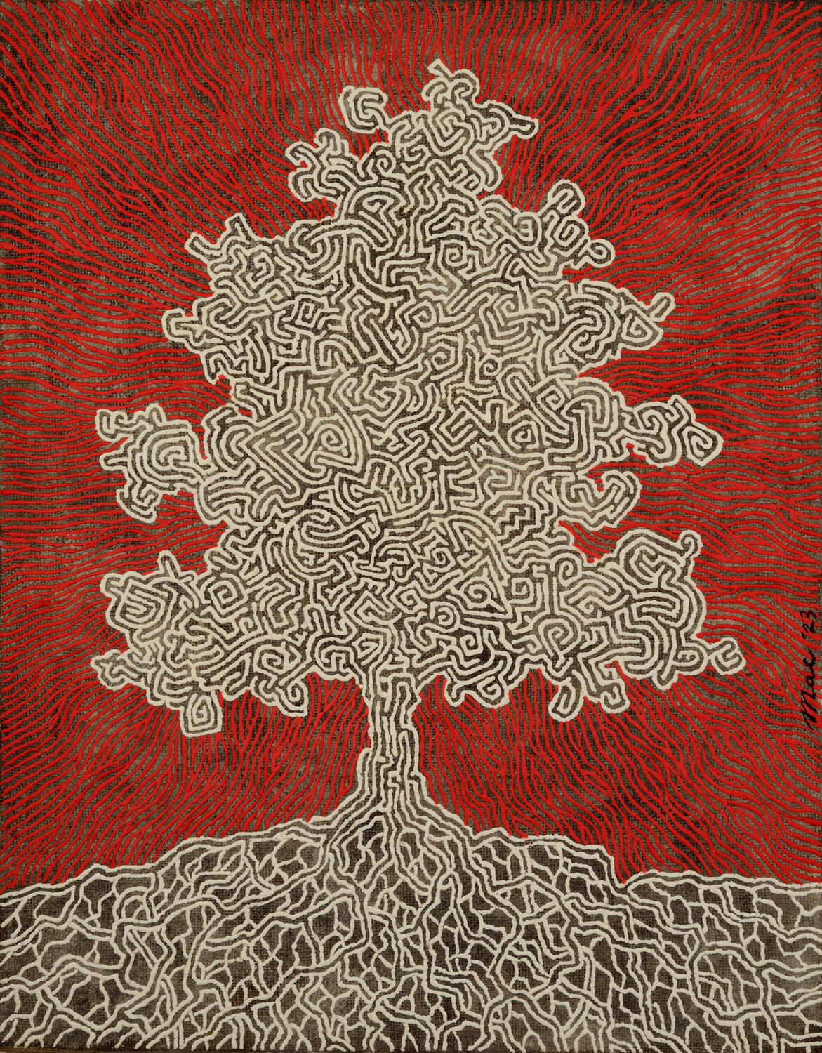 Labyrinth tree by Gian Luigi Delpin (2023) : Painting Acrylic, Chalk on ...