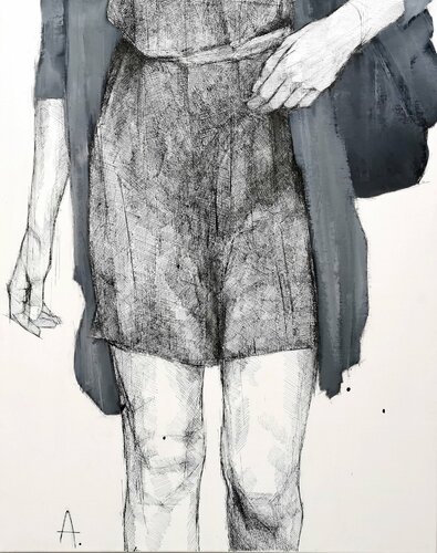 Encre grattée et gris de rue de Astrid Steenbrink, Dibujo a la venta en Singulart
