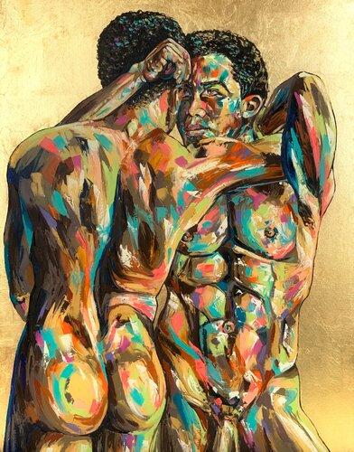 Black Gay Lovers van Jason Ebrahimi, Schilderij te koop op Singulart