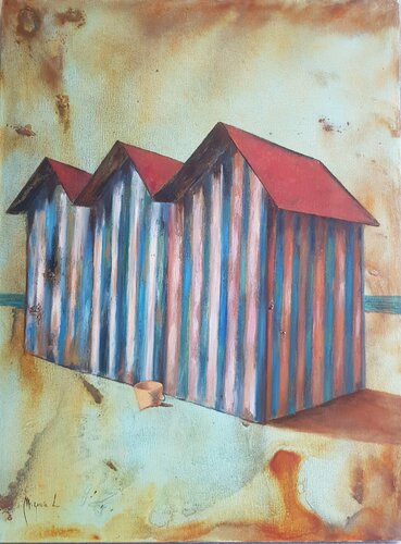 Casetas de playa by Miguel Ángel García López, Painting for Sale on Singulart