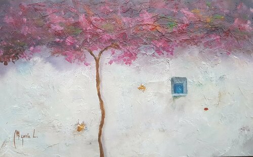 Boganvilla y ventana de Miguel Ángel García López, Pintura a la venta en Singulart