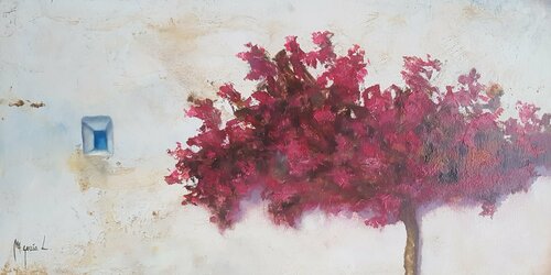 Boganvilla  y ventana II de Miguel Ángel García López, Pintura a la venta en Singulart