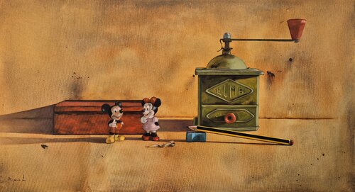 Bodegón Mickey y Minnie van Miguel Ángel García López, Schilderij te koop op Singulart