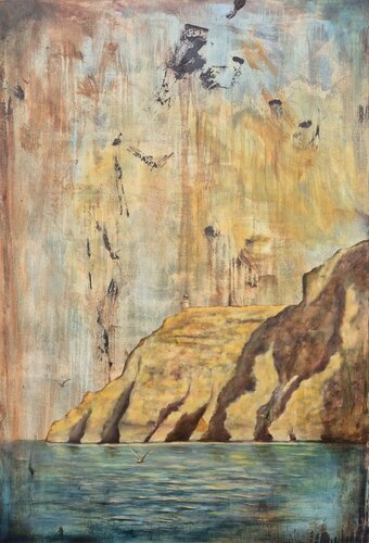 Faro de la mola al atardecer von Miguel Ángel García López, Malerei kaufen auf Singulart