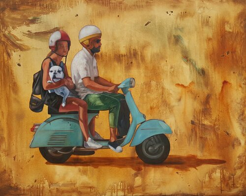Paseo en vespa van Miguel Ángel García López, Schilderij te koop op Singulart