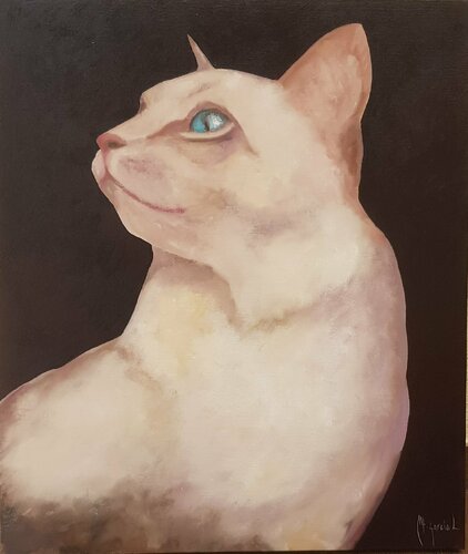 Gato blanco by Miguel Ángel García López, 회화 for Sale on Singulart