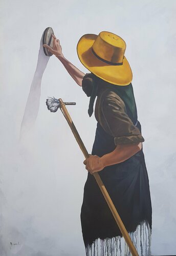 Payesa encalando  de ibiza par Miguel Ángel García López, Peinture en vente sur Singulart
