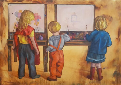 Los niños artistas de Miguel Ángel García López, Pintura a la venta en Singulart