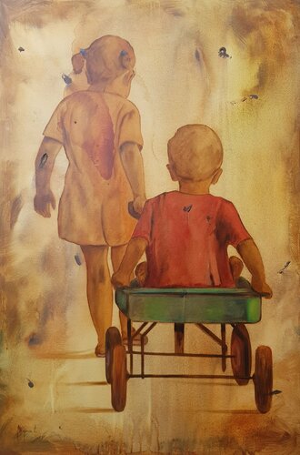 Niños de paseo par Miguel Ángel García López, Peinture en vente sur Singulart