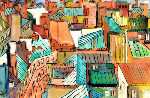 Vue d'en haut von Catherine Sénéchal, Malerei kaufen auf Singulart