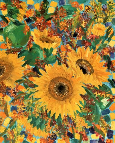 Coeurs de tournesols von Catherine Sénéchal, Malerei kaufen auf Singulart