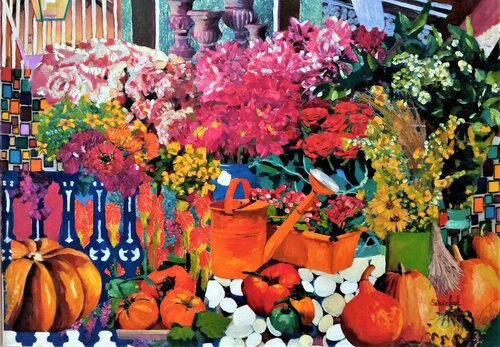 Balcon fleuri von Catherine Sénéchal, Malerei kaufen auf Singulart