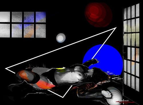 INTERNO CON LUCI -  pannello rigido von Ezio Ranaldi, Druck kaufen auf Singulart