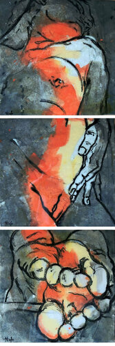 TRIPTYQUE ORANGE de Nadine Defer, Pintura a la venta en Singulart