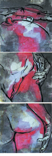 TRIPTYQUE ROSE von Nadine Defer, Malerei kaufen auf Singulart