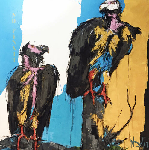 LES VAUTOURS di Nadine Defer, Pittura in vendita su Singulart