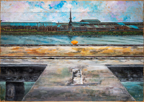 "Bitta sul Molo di Marghera" Zona Industriale Venezia Italy von Piero Casarin, Malerei kaufen auf Singulart