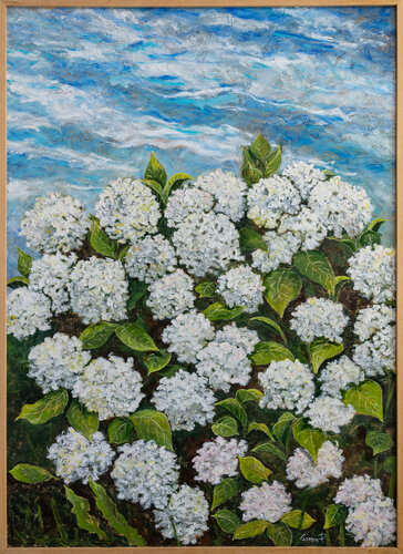 Ortensie Bianche van Piero Casarin, Schilderij te koop op Singulart