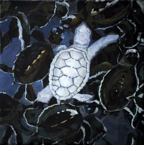 Wei e Schildkröte van Oleksii Gnievyshev, Schilderij te koop op Singulart