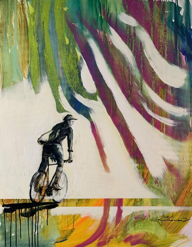 Summer cyclist di Yaroslav Yasenev, Pittura in vendita su Singulart