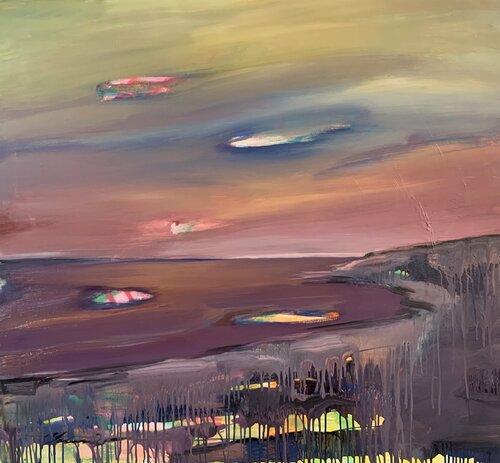 Bright landscape - "Summer ocean" - Very big seascape - 120x120cm - 2021 di Yaroslav Yasenev, Pittura in vendita su Singulart
