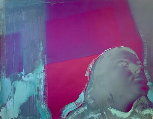 Bright painting - "Pink portrait" - Pop Art - 95x127cm - 2021 Yaroslav Yasenev