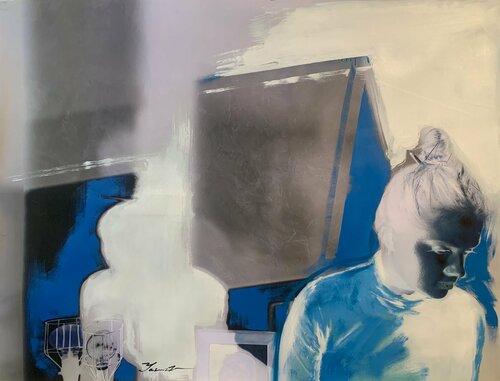 Modern painting - "Blue portrait" - Pop Art - 2021 Yaroslav Yasenev