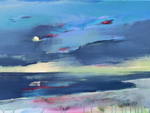 Bright landscape - "Summer blue evening" - Minimalistic seascape - blue sunset - 2022 Yaroslav Yasenev
