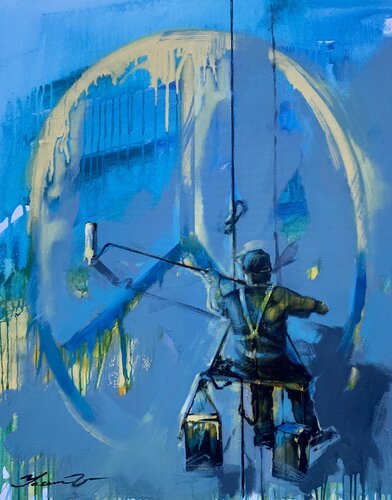 Big bright painting - "PEACE" - Pop Art - Urban - Street art - Expressionism - Peace - Peace symbol van Yaroslav Yasenev, Schilderij te koop op Singulart