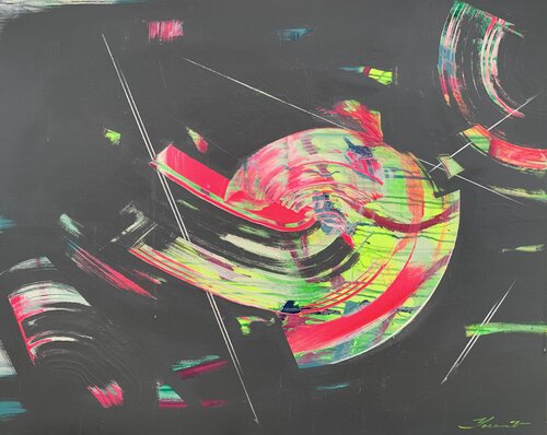 XXL Big Abstract - "Pink rain'' - Abstract - Bright abstraction - Expressive abstraction di Yaroslav Yasenev, Pittura in vendita su Singulart