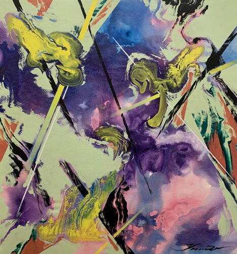 Abstract painting - "Light green fog" - Abstraction - Geometric - Space abstract - Big painting - Bright abstract Yaroslav Yasenev