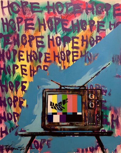 Bright painting - "Hope" - Street art - Pop Art - Urban Art par Yaroslav Yasenev, Peinture en vente sur Singulart