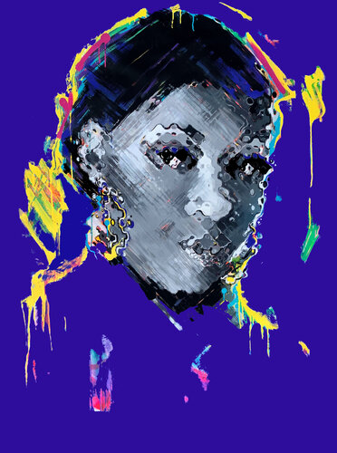 Huge XXXL bright portrait - "Black queen" - Pop Art - Portrait - Contemporary art - Girl - Modern portrait - Purple by Yaroslav Yasenev, Painting for Sale on Singulart
