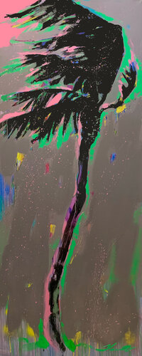 Large XXL artwork - "Pink rain" - Pop Art - Huge painting - Palm - Street Art - Miami - Los Angeles - Florida - California di Yaroslav Yasenev, Pittura in vendita su Singulart