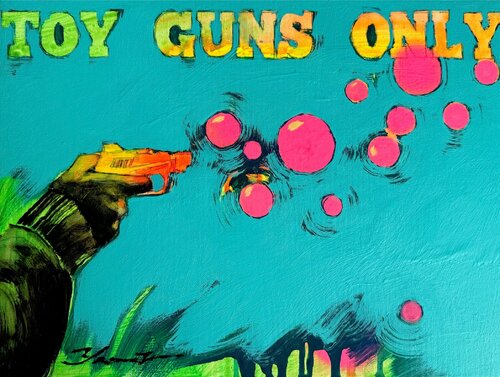 Toy guns only 3 van Yaroslav Yasenev, Schilderij te koop op Singulart