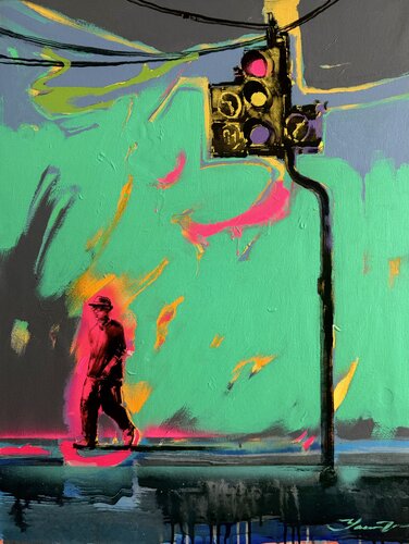 Pink traffic light van Yaroslav Yasenev, Schilderij te koop op Singulart