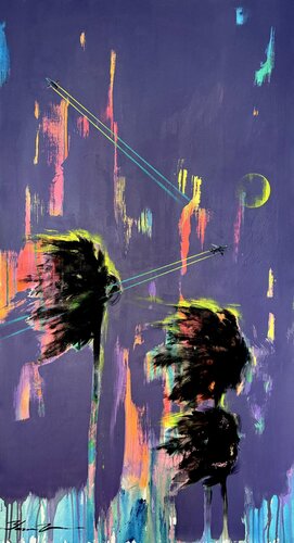 Purple night di Yaroslav Yasenev, Pittura in vendita su Singulart