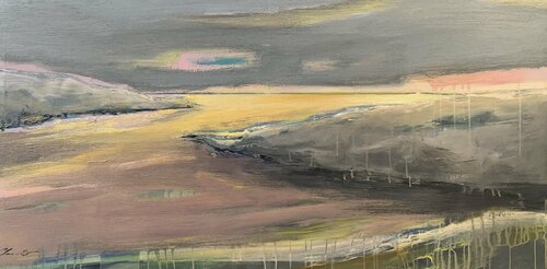 Bright seascape - "Ocean sunset" - Impressionistic landscape - 2020 di Yaroslav Yasenev, Pittura in vendita su Singulart