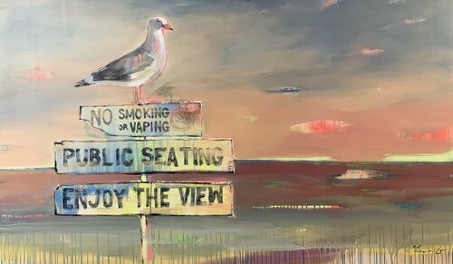 XXL Super Big Painting - "ENJOY THE VIEW" - Pop Art - Seascape - California - Bird - Seagull Yaroslav Yasenev