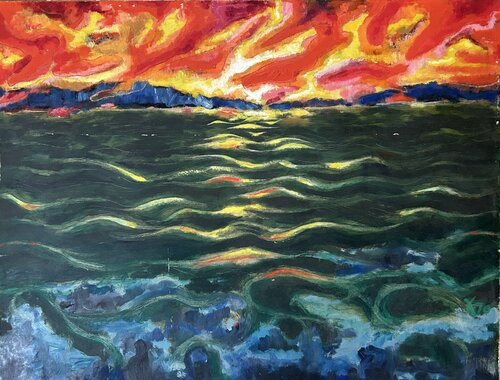 Sonnenuntergang am Meer di Thomas Peter Kausel, Pittura in vendita su Singulart