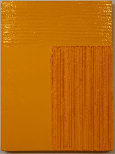 Peinture monochrome en jaune. Monochrome painting in yellow. Konkrete Malerei in gelb. di Thomas Peter Kausel, Pittura in vendita su Singulart