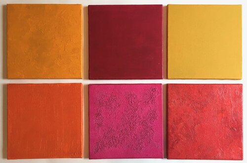 peinture monochrome en rouge en jaune di Thomas Peter Kausel, Pittura in vendita su Singulart