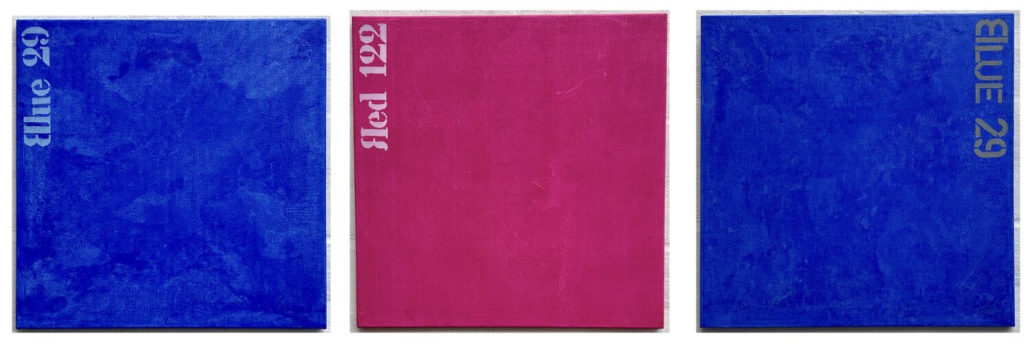 Ultramarinblau und Magenta. Abstrakte Malerei. Thomas Peter Kausel