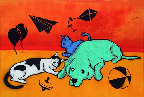 Familia ensamblada de Pablo Kontos, Pintura a la venta en Singulart