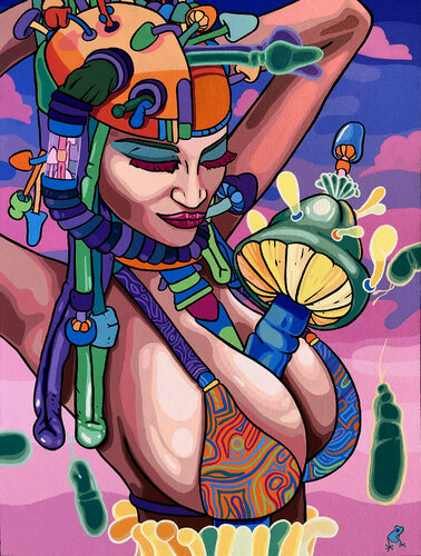 Planta 005-I should get bigger boobs. van Frank Arias, Schilderij te koop op Singulart