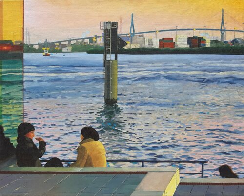 Gespräch an der Elbe van Ulla Kutter, Schilderij te koop op Singulart