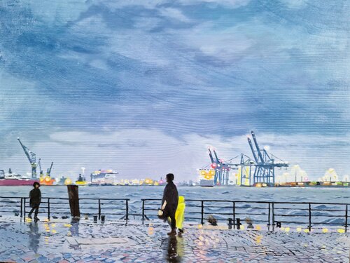 Spaziergang bei Hochwasser by Ulla Kutter, 油畫 for Sale on Singulart